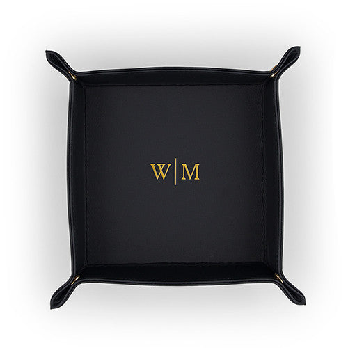 Vegan Leather Jewelry - Line Monogram Emboss Medium Black