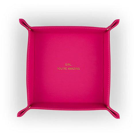 Vegan Leather Jewelry Tray - You're Amazing Emboss Medium Fuchsia