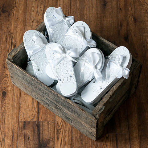 White XO Embossed Flip Flops Small