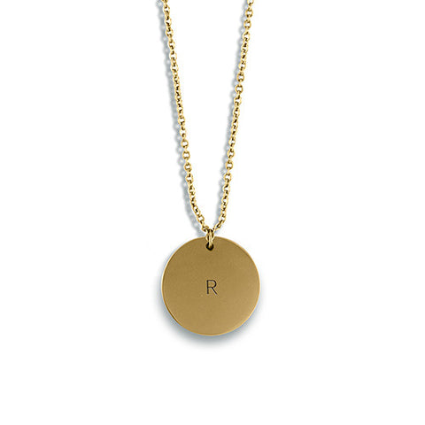 Circle Tag Necklace - Matte Gold