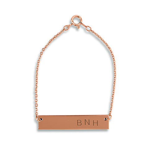 Horizontal Rectangle Tag Bracelet - Rose Gold