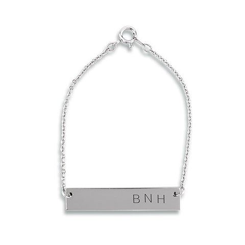 Horizontal Rectangle Tag Bracelet - Silver