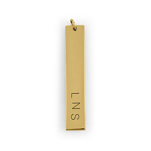 Vertical Rectangle Tag Pendant - Matte Gold