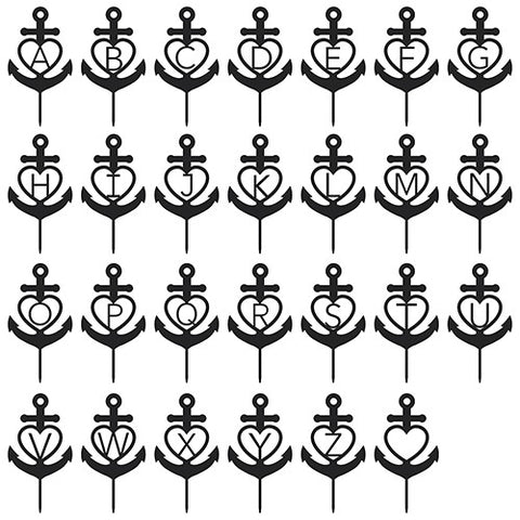 Love Anchor Acrylic Cake Topper - Black