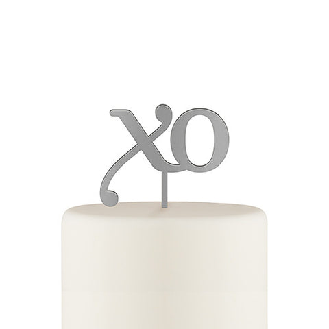 XO Acrylic Cake Topper - Metallic Silver