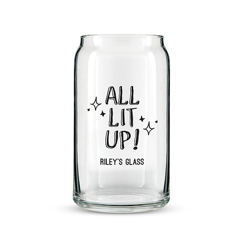 Can Shaped Glass Personalized - All Lit Up! Printing White