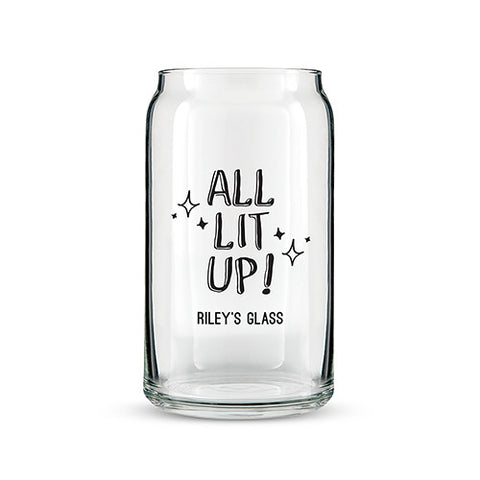 Can Shaped Glass Personalized - All Lit Up! Printing White
