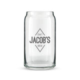 Can Shaped Glass Personalized - Diamond Emblem Printing White
