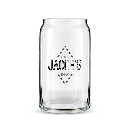 Can Shaped Glass Personalized - Diamond Emblem Printing White