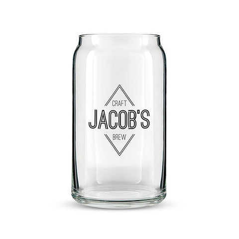 Can Shaped Glass Personalized - Diamond Emblem Printing White