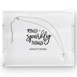 Rectangular Acrylic Tray - Rings + Sparkly Things Printing White