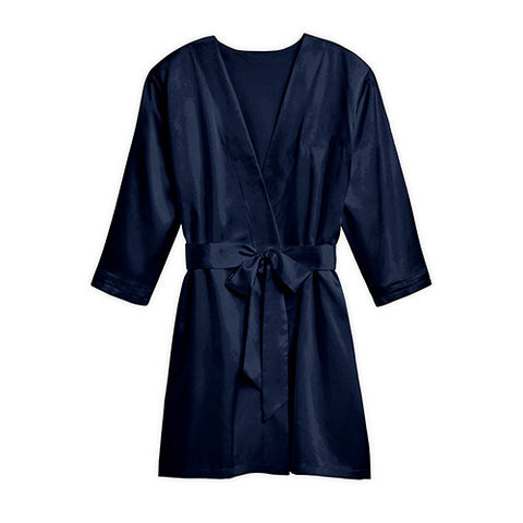Silky Kimono Robe - Navy Blue Small