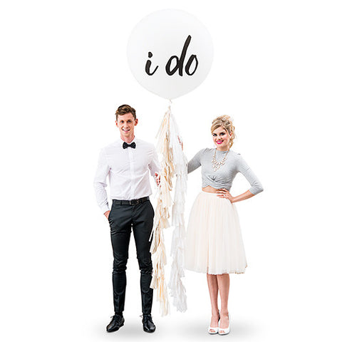 36" Jumbo White Round Wedding Balloon - "I do"