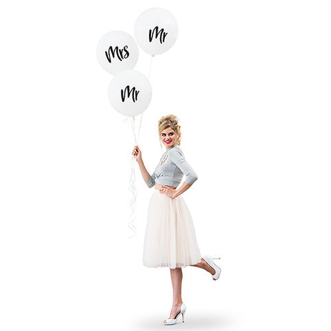 17" Large White Round Wedding Balloons - "Mr"