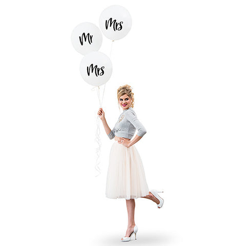 17" Large White Round Wedding Balloons - "Mrs"