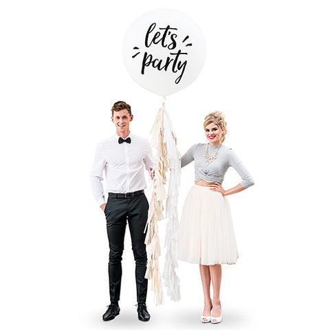 36" Jumbo White Round Wedding Balloon - "Let's Party"