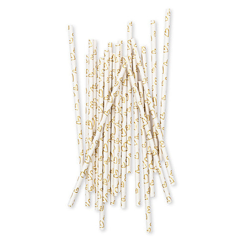 Gold Foil Hearts Paper Drinking Straws