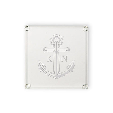 Personalized Glass Coasters - Anchor Monogram