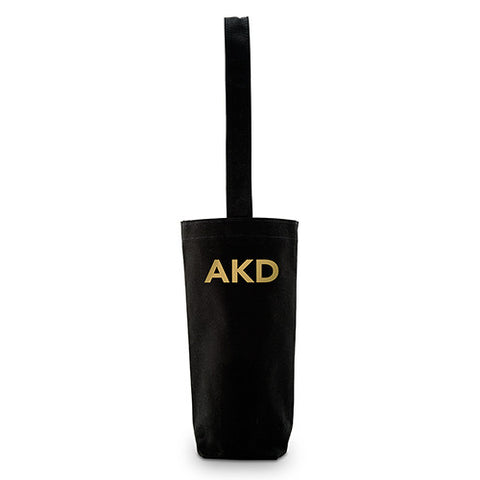 Modern Monogram Black Canvas Wine Tote Bag