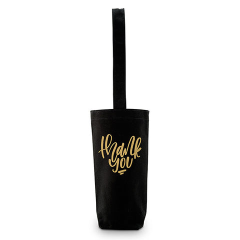 Thank You Black Canvas Wine Tote Bag