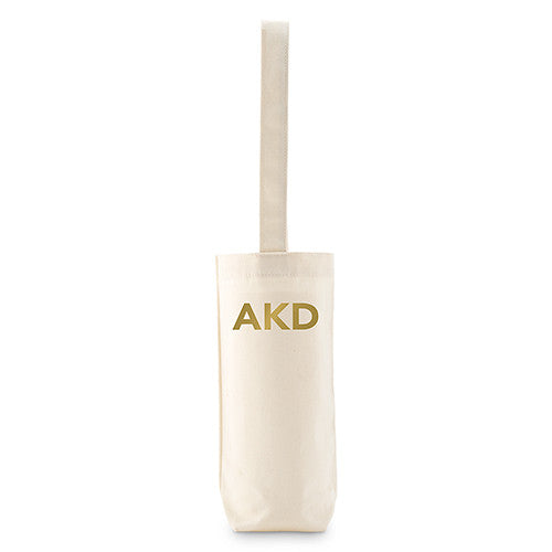 Modern Monogram Natural Canvas Wine Tote Bag