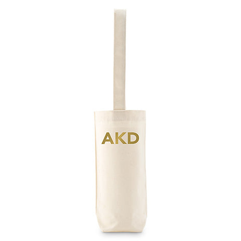 Modern Monogram Natural Canvas Wine Tote Bag