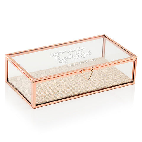 Glass Jewelry Box with Rose Gold Edges