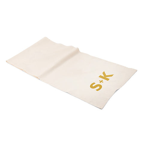 Personalized Off White Linen Table Runner - Times Square Monogram (90" - 2.3m long)