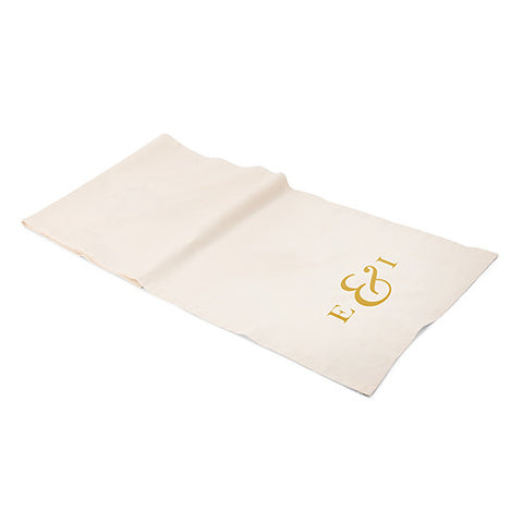 Personalized Off White Linen Table Runner - Monogram Simplicity Simple Ampersand (120" - 3.0m long)