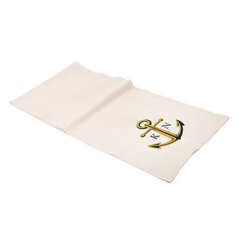 Personalized Off White Linen Table Runner - Anchor with Monogram (120" - 3.0m long)