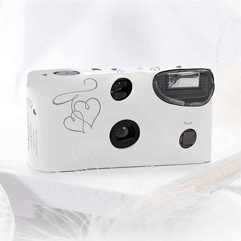 Enchanted Hearts White And Silver Single Use Camera