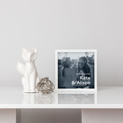 Shadow Box Photo Frame - Block Font Etching White