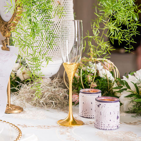 Gold Shimmer Wedding Champagne Glasses