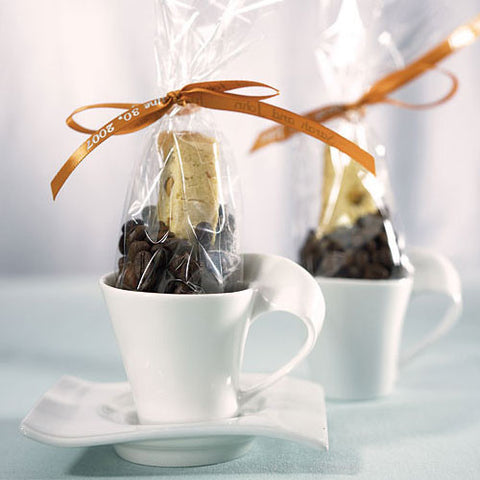 Modern White Cup and Saucer Favor Set