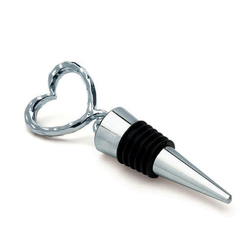 Wine Stopper Favor Silver Heart Shaped