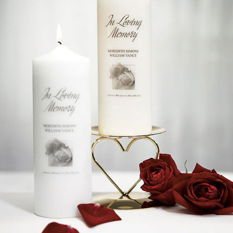 Personalized Memorial Pillar Candle Ivory