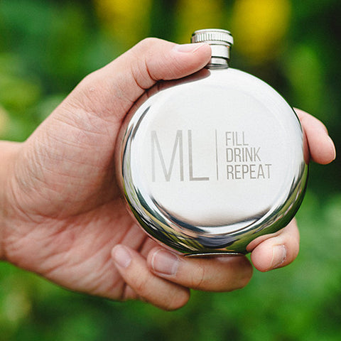 Polished Round Silver Men and Women's Hip Flask