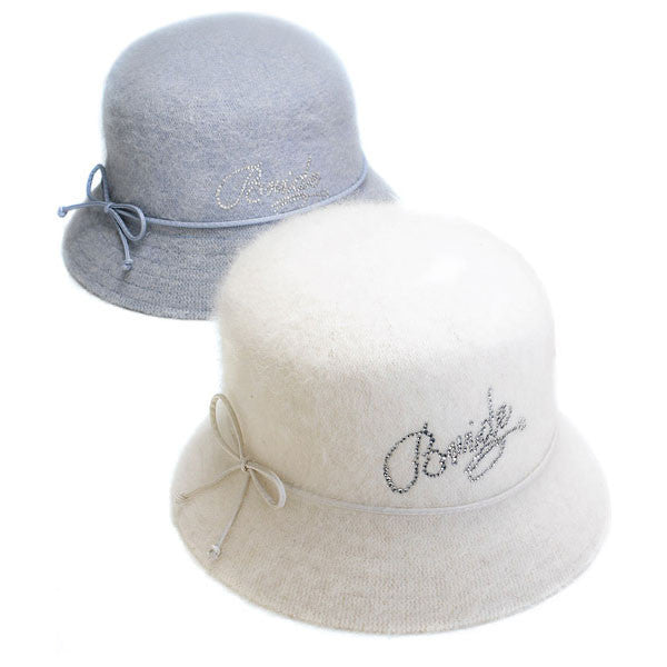 "Bride" Angora Down Brim Hat Winter White