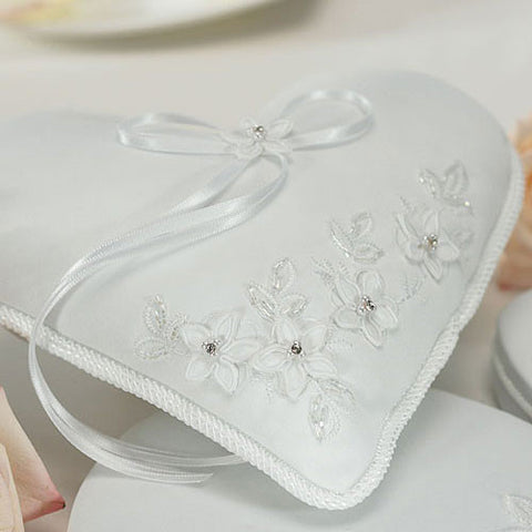 Floral Fantasy Heart Shaped Ring Pillow