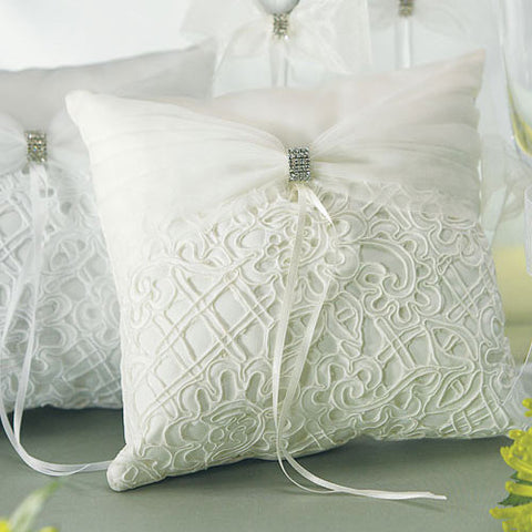 Bridal Tapestry Square Ring Pillow Ivory