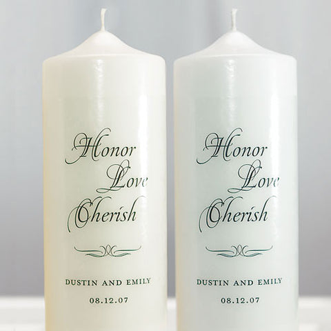 Honor Love Cherish Personalized Unity Candle Ivory
