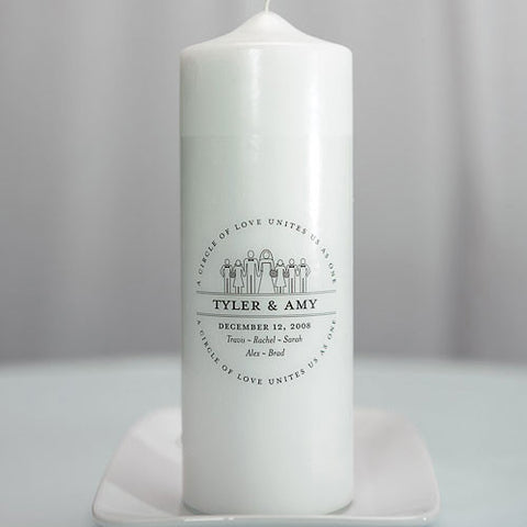 Interchangeable Family Crest Personalized Unity Candle Ivory