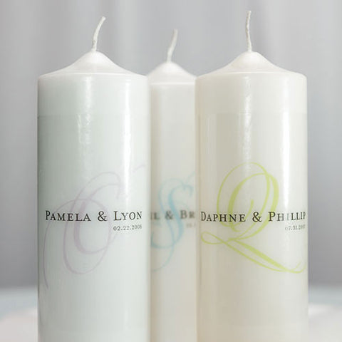 Modern Monogram Personalized Unity Candle White