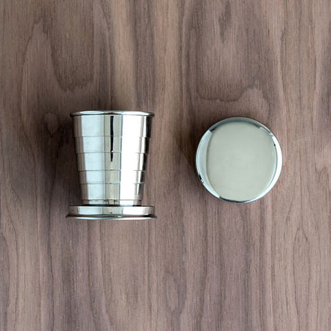 Collapsible Silver Shot Glass with Lid