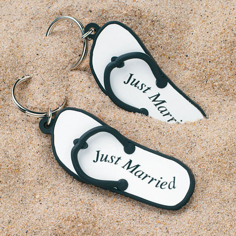 Mini Flip Flop "Just Married" Key Chains
