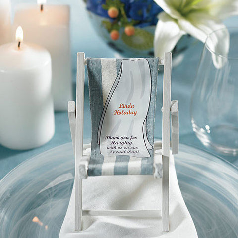 Mini Blue and White Striped Deck Chairs Beach Favor
