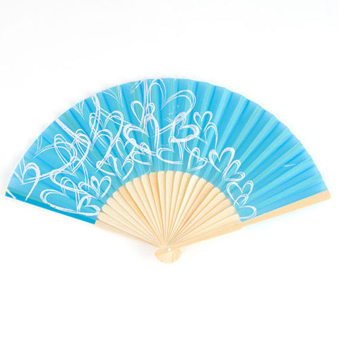 Contemporary Hearts Fan - Aqua Blue