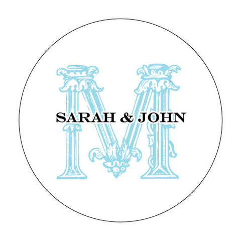 Ornamental Baroque Monogram Stickers Lavender