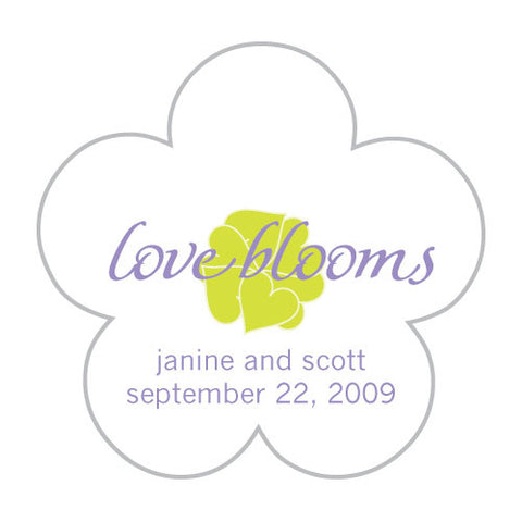 White with Lavender Flower Shaped Stickers