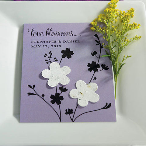 Seed Paper Love Blossoms Personalized Favor Card Lavender